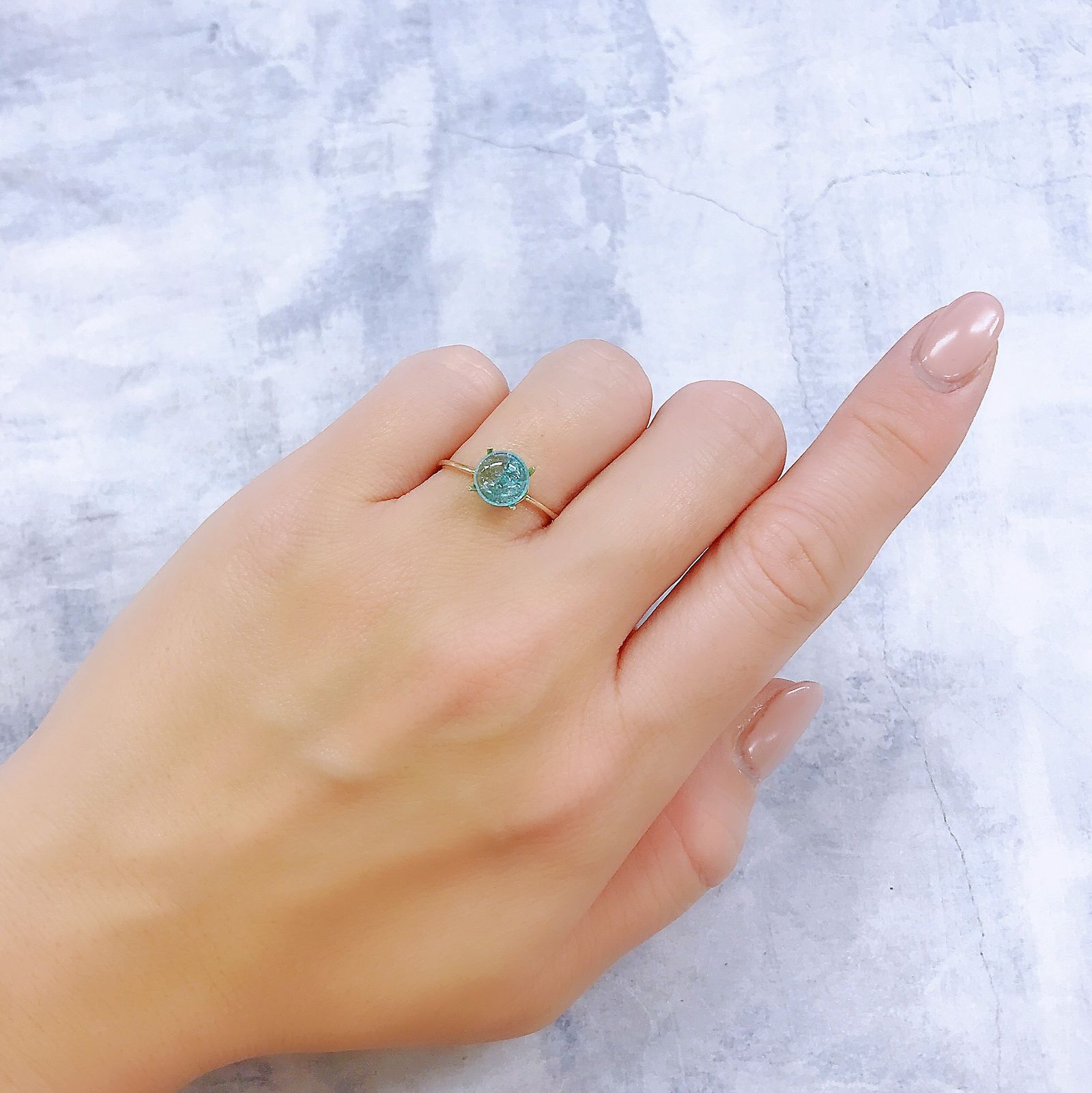 バイカラーパライバトルマリン(宝石名トルマリン/別名パライバ・トルマリン)ブラジル・キントス鉱山産 1.294ct ソ付(宝貴協)[221018764]7.2x7.1mm前後