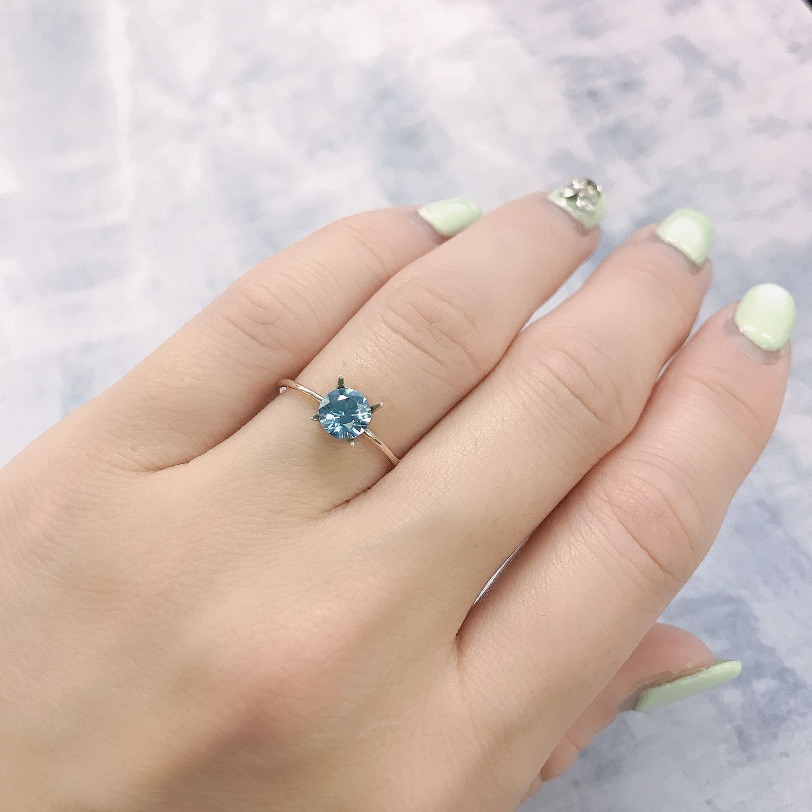 ブルージルコン(宝石名ジルコン) カンボジア産 1.20ct 識別済[21017931]5.8×5.8mm前後