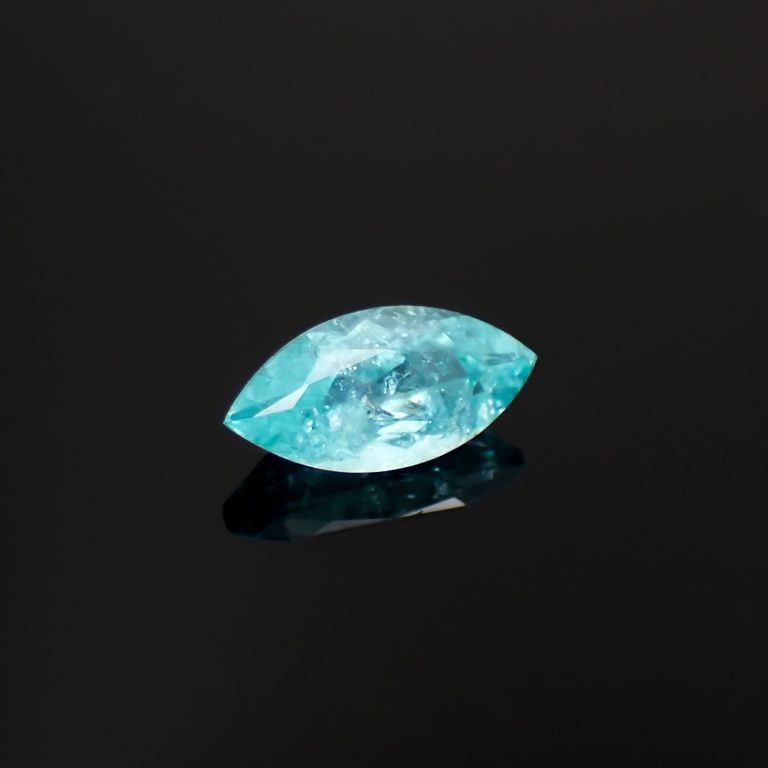 パライバトルマリン(宝石名トルマリン/別名パライバ・トルマリン)ブラジル・キントス鉱山産 0.459ct ソ付(宝貴協)[221018839]7.6x3.7mm前後