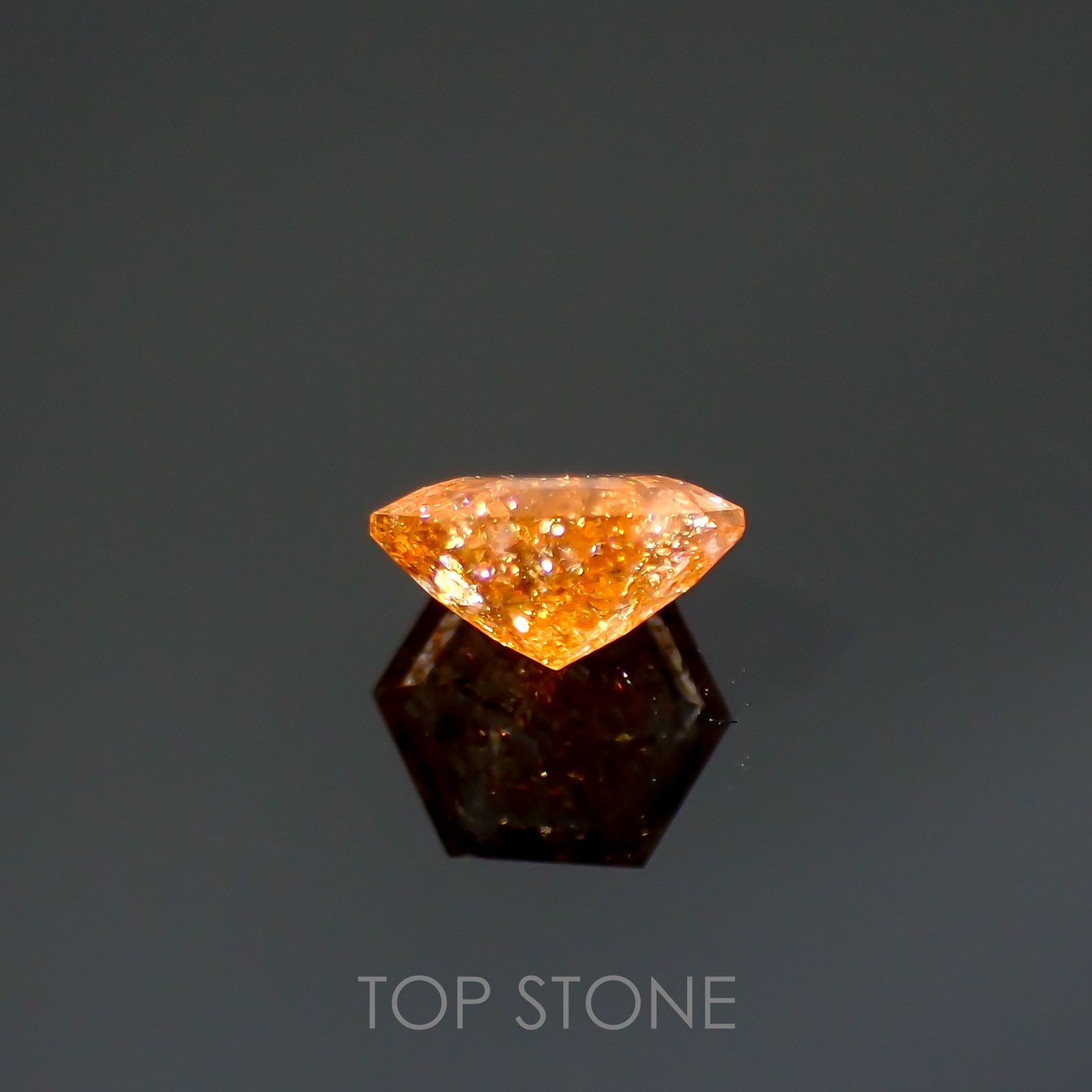 ◇ヘキサゴンカット◇イリュージョンサンストーン インド産 0.41ct[220115485]4.8x4.8mm前後