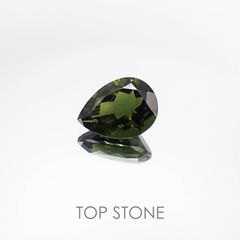 <ランダムセレクト1個販売> モルダバイト(宝石名モルダバイト) ペアシェイプカット 発見地：旧チェコスロバキア 7.00ct前後 識別済[20073976]16×12mm前後