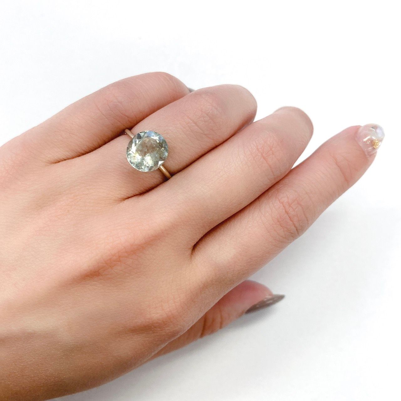 アベンチュリンアクアマリン ブラジル産 ルース 3.4ct[210510790]10.3×9.3mm前後