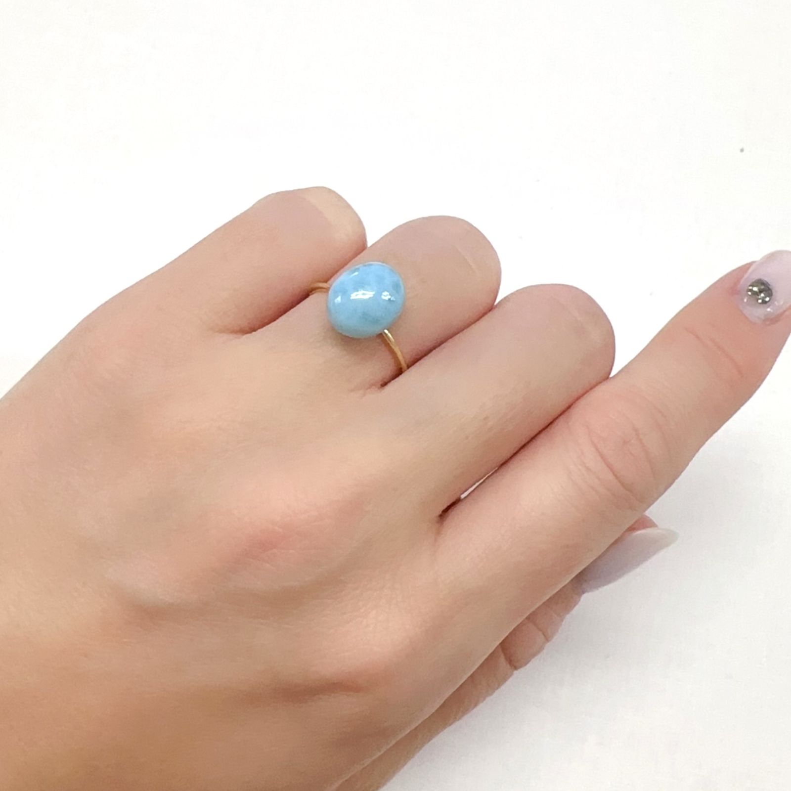 ラリマー(宝石名ブルー・ペクトライト)ドミニカ共和国産 3.94ct 識別済[231225265]10.9x8.9mm前後