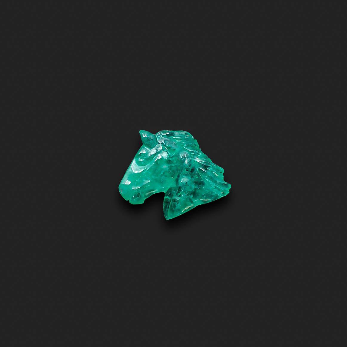 ◇カスタムカット・馬彫刻◇エメラルド コロンビア産 3.51ct[230421701]13.2x15.4mm前後