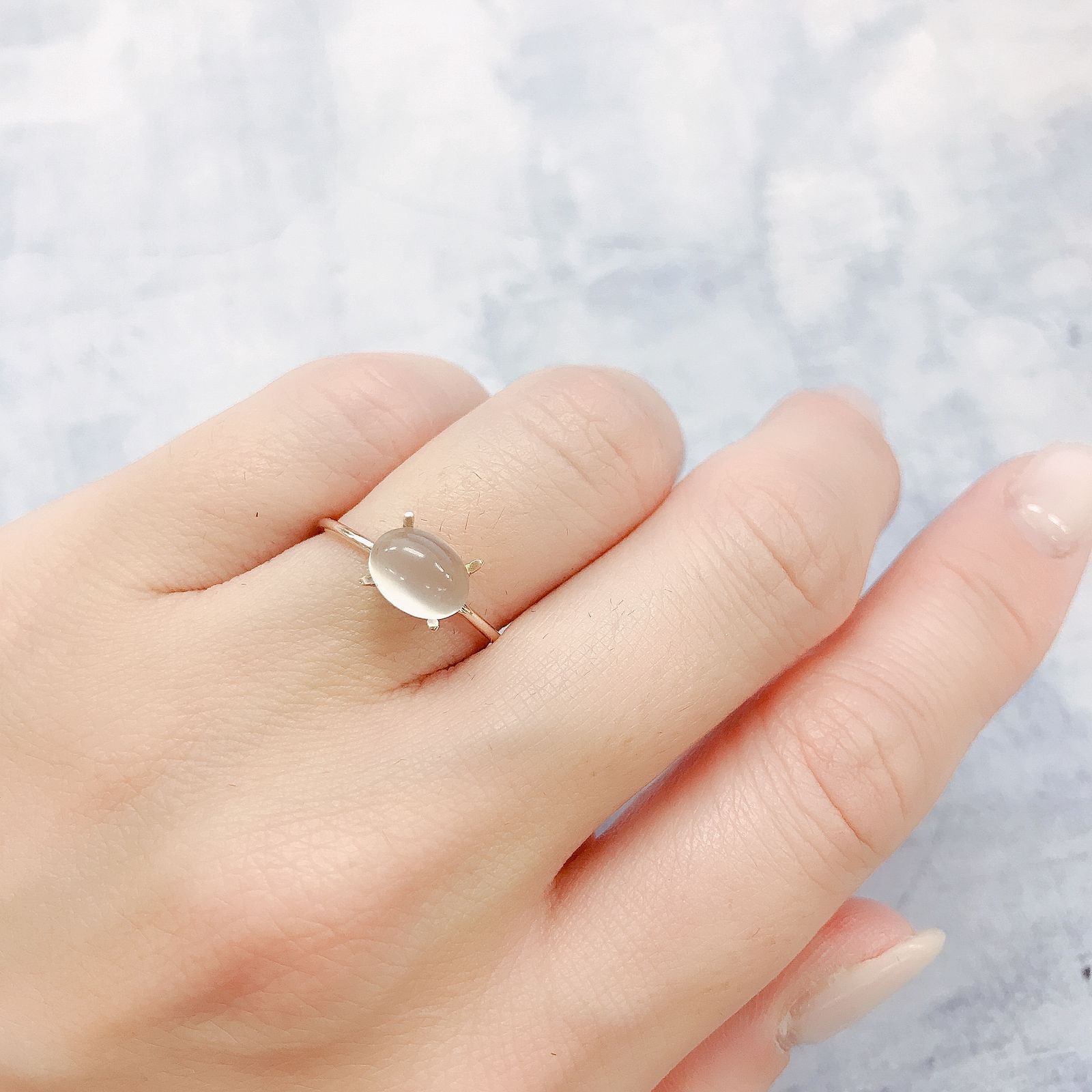 ムーンストーンキャッツアイ(宝石名ムーンストーン・キャッツアイ)インド産 1.32ct 識別済[220515791]7.9x5.9mm前後