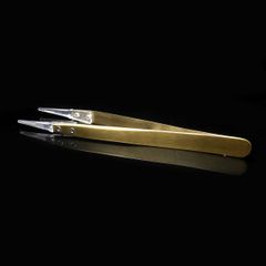 プロ仕様 クリアチップ GOLDピンセット ギザ・溝付き（交換チップ/専用ドライバー付き）  12.8cm