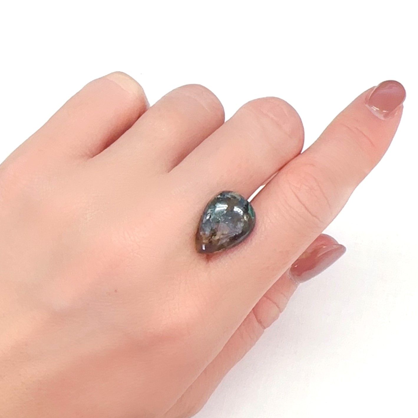 コッパークリソコラインカルセドニー インドネシア産 7.93ct[240125548]16.5x12.2mm前後