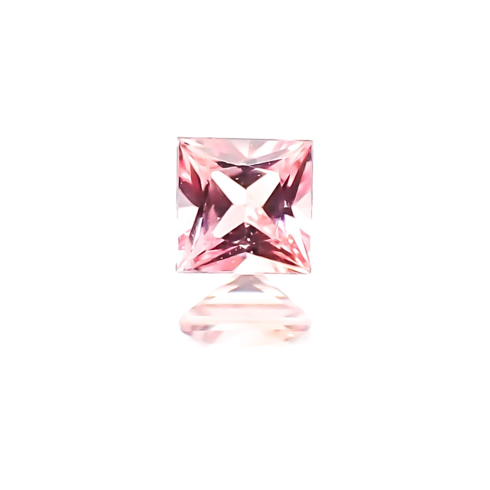 ◇プリンセスカット◇パパラチャサファイア ソーティング付き スリランカ産 ルース 0.104ct[20117824]2.5×2.5mm前後