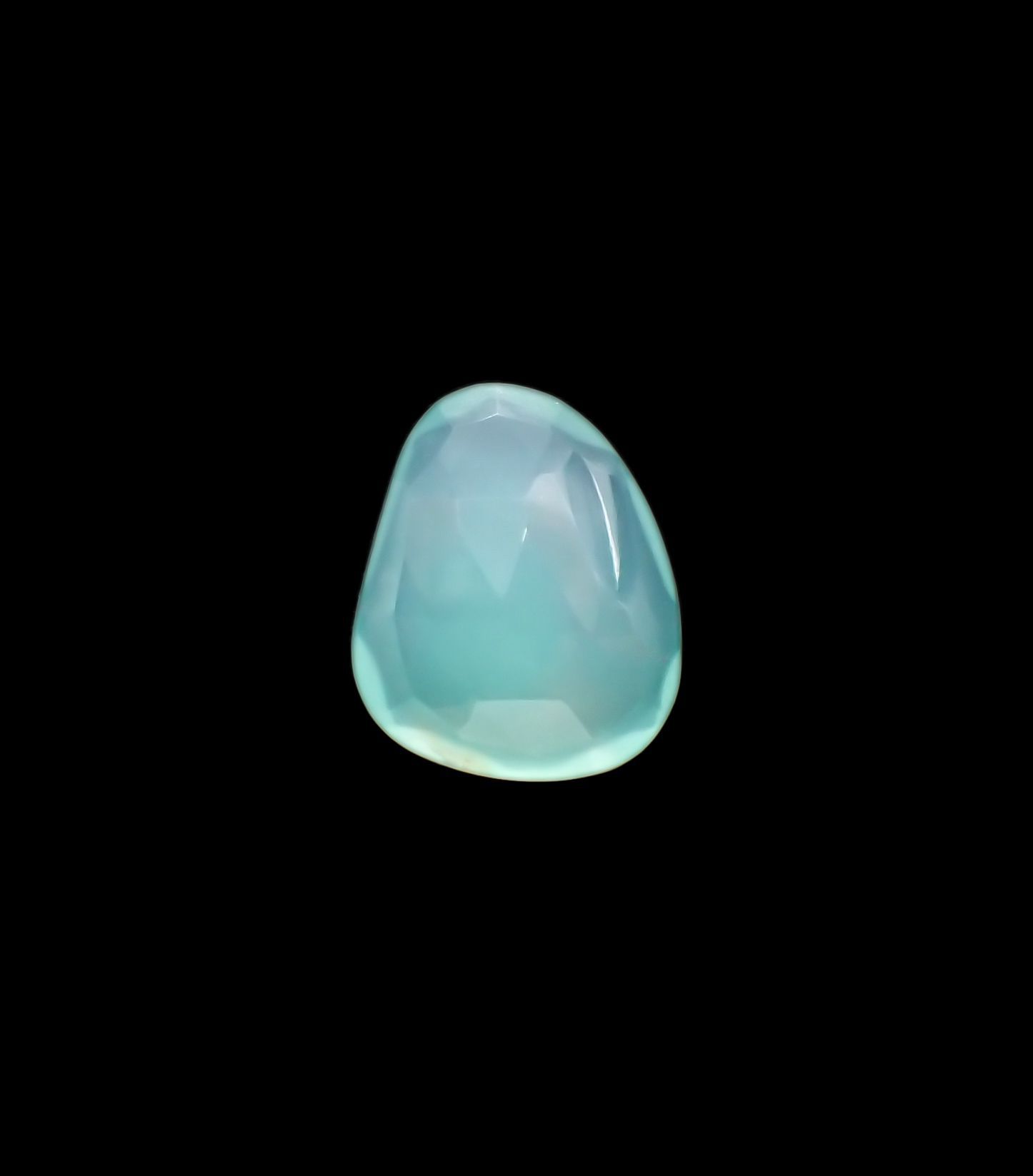◇ローズカット◇アクアプレーズ(宝石名ブルー グリーン・カルセドニー)南アフリカ産 4.55ct 識別済[230421887]14.2x11.6mm前後