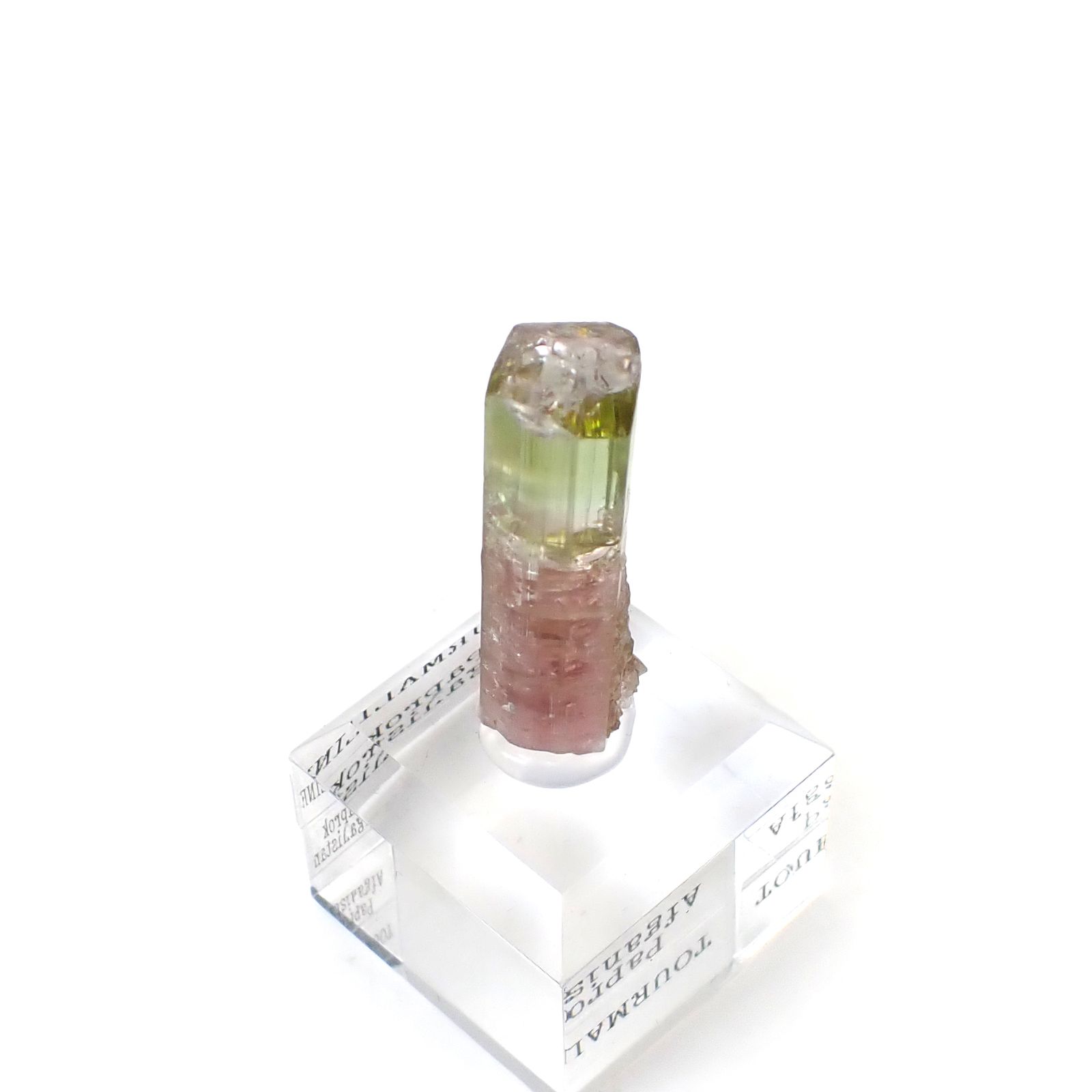 トルマリン柱状結晶原石 アフガニスタン・パプロク鉱山産 アクリル台座付き 26.8ct(5.36g) / 8x8.1x34.7mm前後 [260632363]