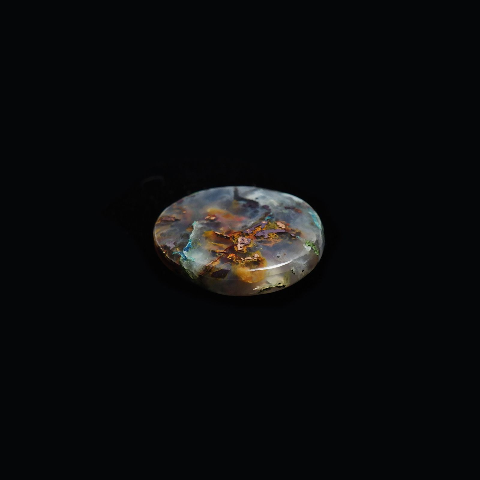 コッパークリソコラインカルセドニー インドネシア産 16.25ct[240125547]17.9x17.7mm前後