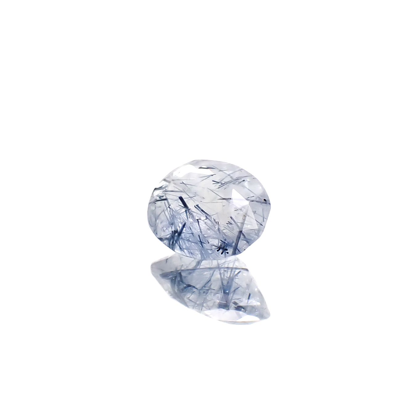 インディゴライトインクォーツ ブラジル産 3.14ct [241229601]11.6x8.7mm前後