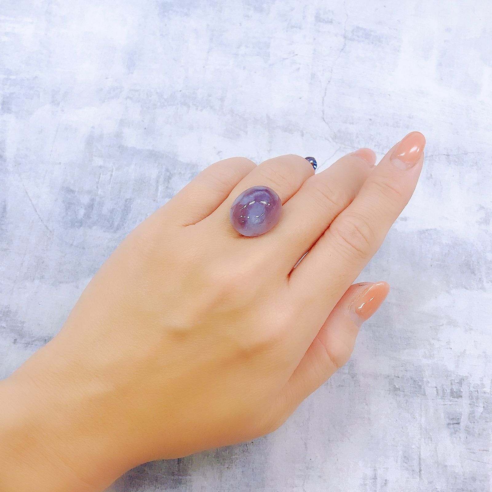 パープルカルセドニー インドネシア産 19.68ct[220917732]18.6x15.4mm前後