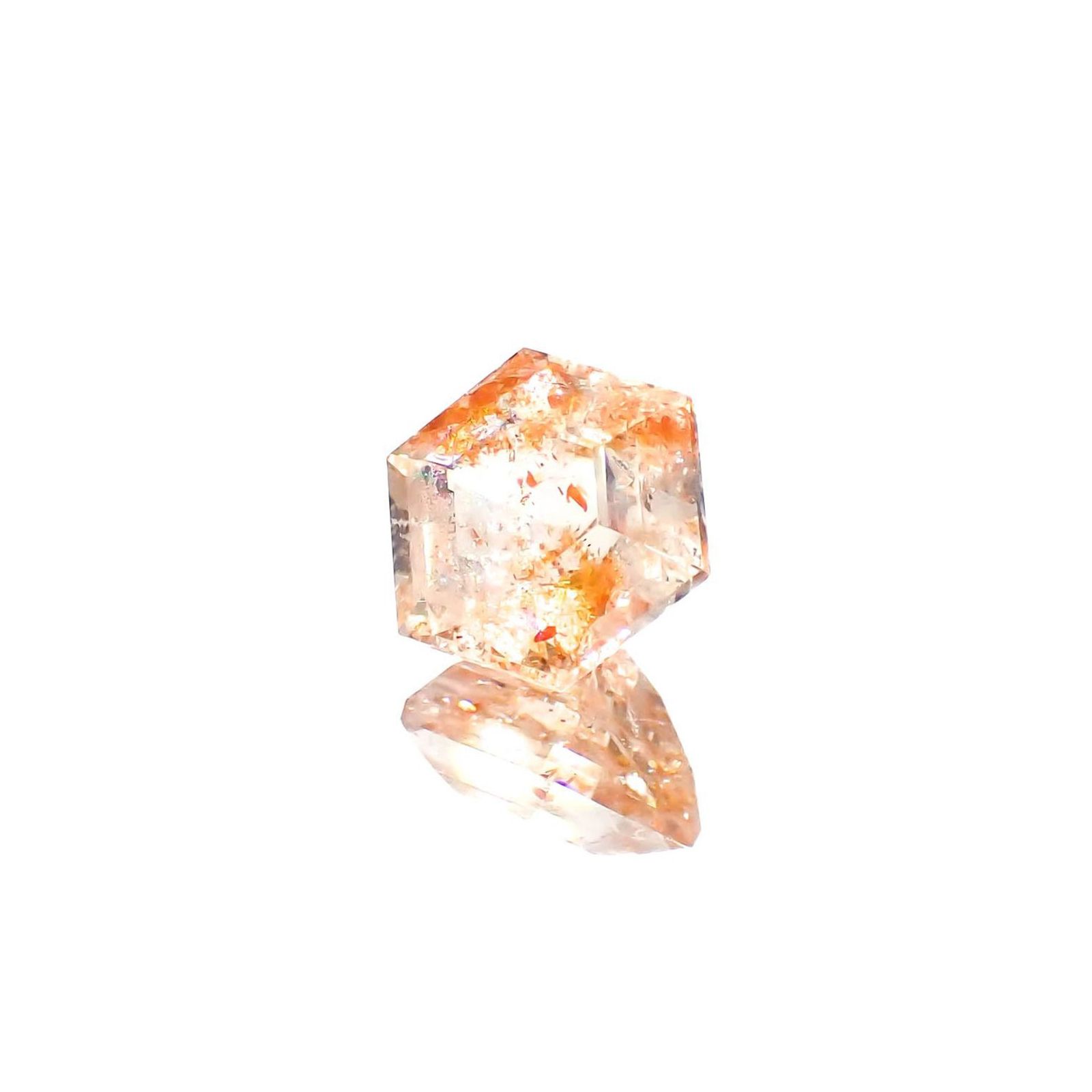 ◇ヘキサゴンカット◇イリュージョンサンストーン タンザニア産 1.32ct / 6.8x6.6mm前後 [230320952]