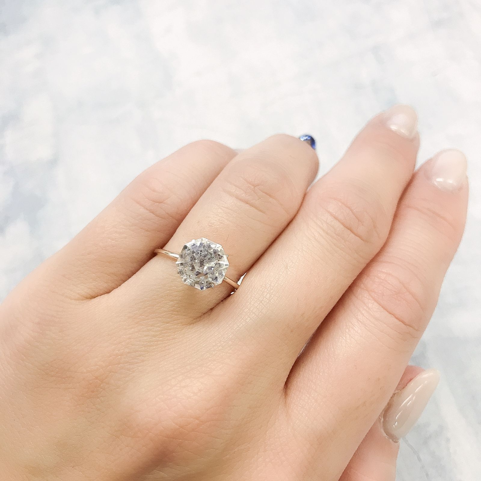 ◇オクタゴンカット◇フローライトインクォーツ マダガスカル産 2.67ct[220515711]8.4x8.3mm前後