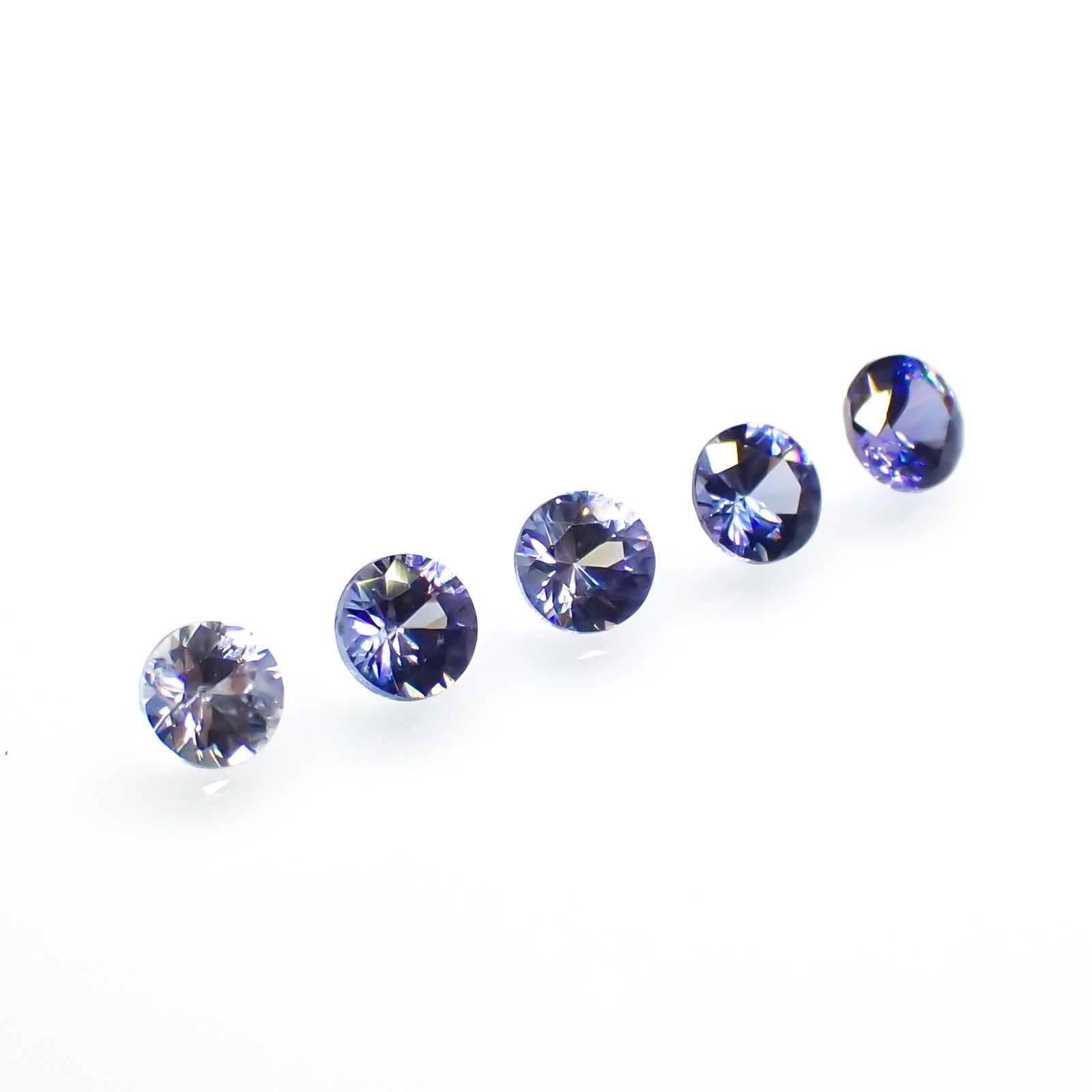 ベニトアイト カラーグラデーション5個セット アメリカ・カリフォルニア州サンベニト産 0.26ct(5pcs合計)[220616632]2.3x2.3mm前後