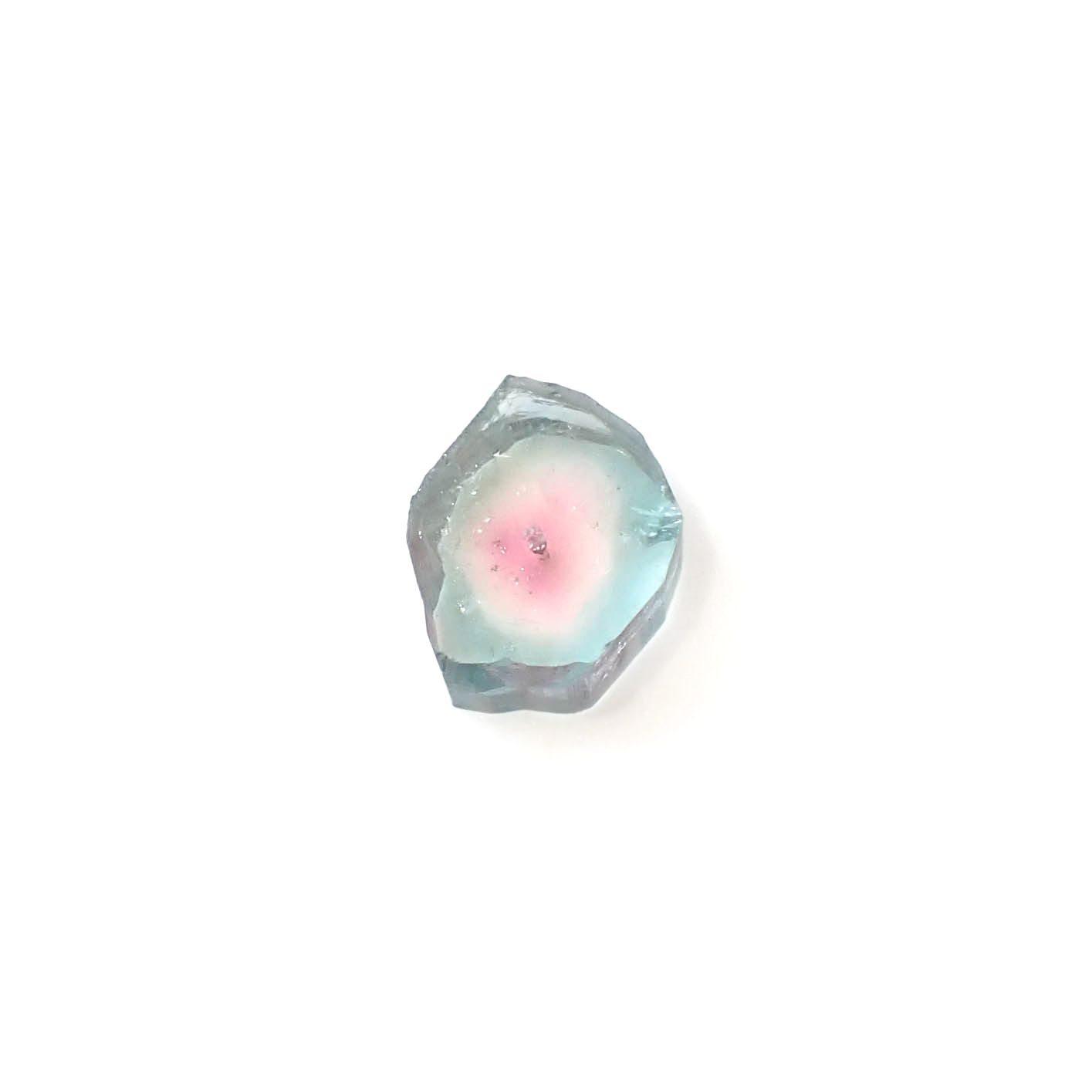ウォーターメロントルマリン 原石スライス アフガニスタン産 2.33ct [250430212]8.8x7.1mm前後
