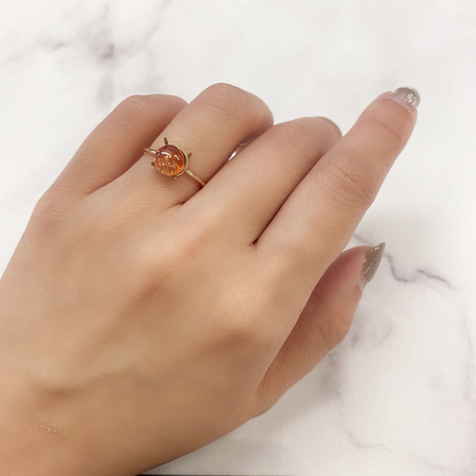 イリュージョンサンストーン(宝石名フェルドスパー) タンザニア産 1.51ct 識別済[210812312]7×7mm前後