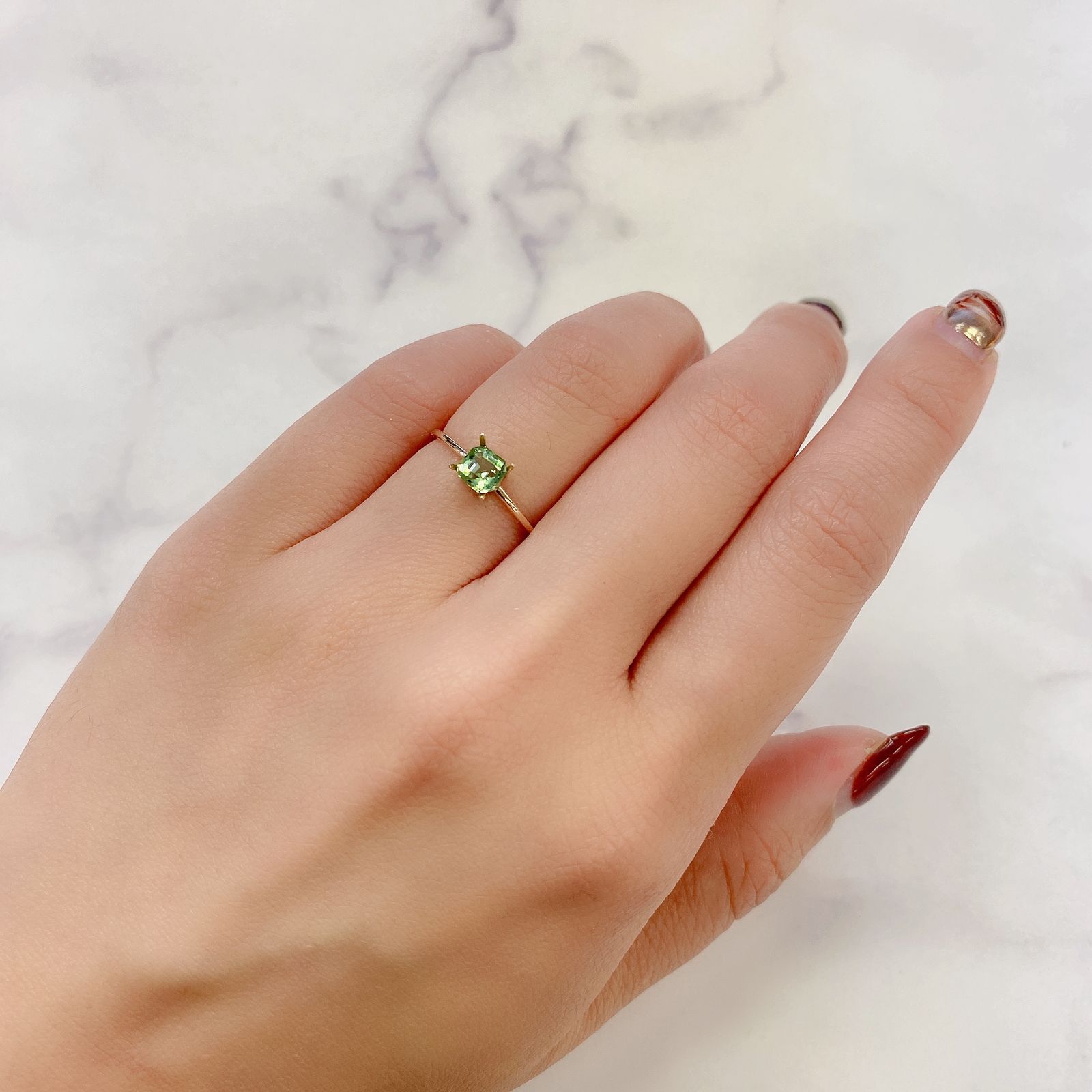 ミントトルマリン(宝石名グリーン・トルマリン) アフガニスタン産 0.53ct 識別済[211013619]4.8×4.6mm前後
