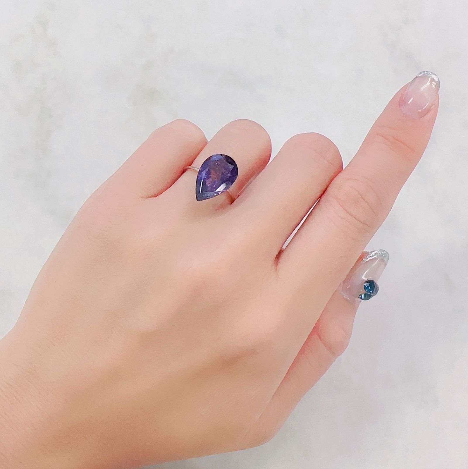 アメジストエレスチャル ナイジェリア産 4.42ct[230622439]14.8x9.5mm前後