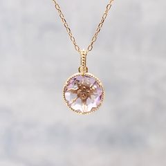 ◇K18/K10 Luxcia（ルクシア）◇リバーシブル ラウンドデザイン | アメジスト [チャーム/ペンダントトップ※チェーン別売り]