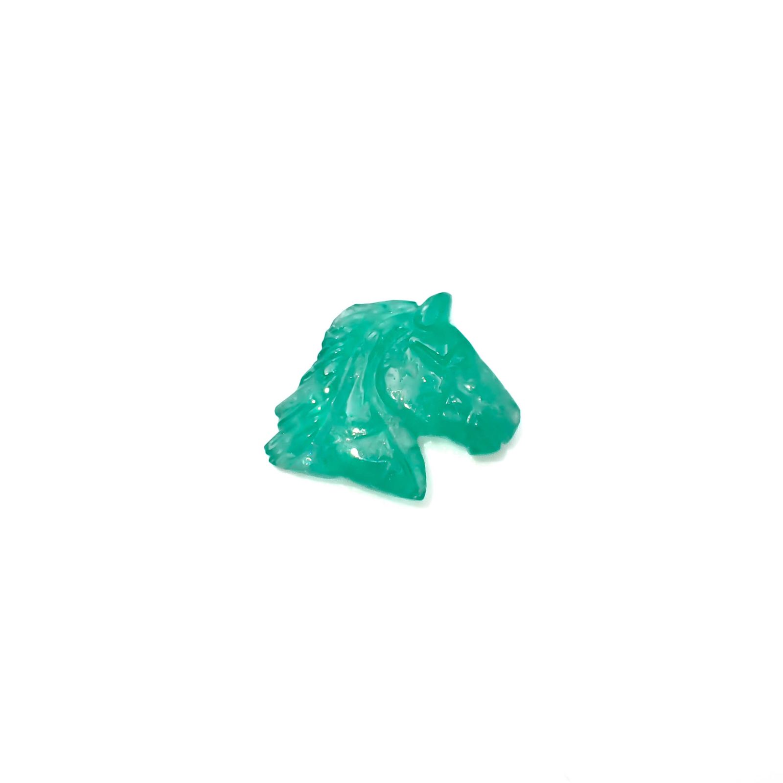 ◇カスタムカット・馬彫刻◇エメラルド コロンビア産 3.51ct[230421701]13.2x15.4mm前後