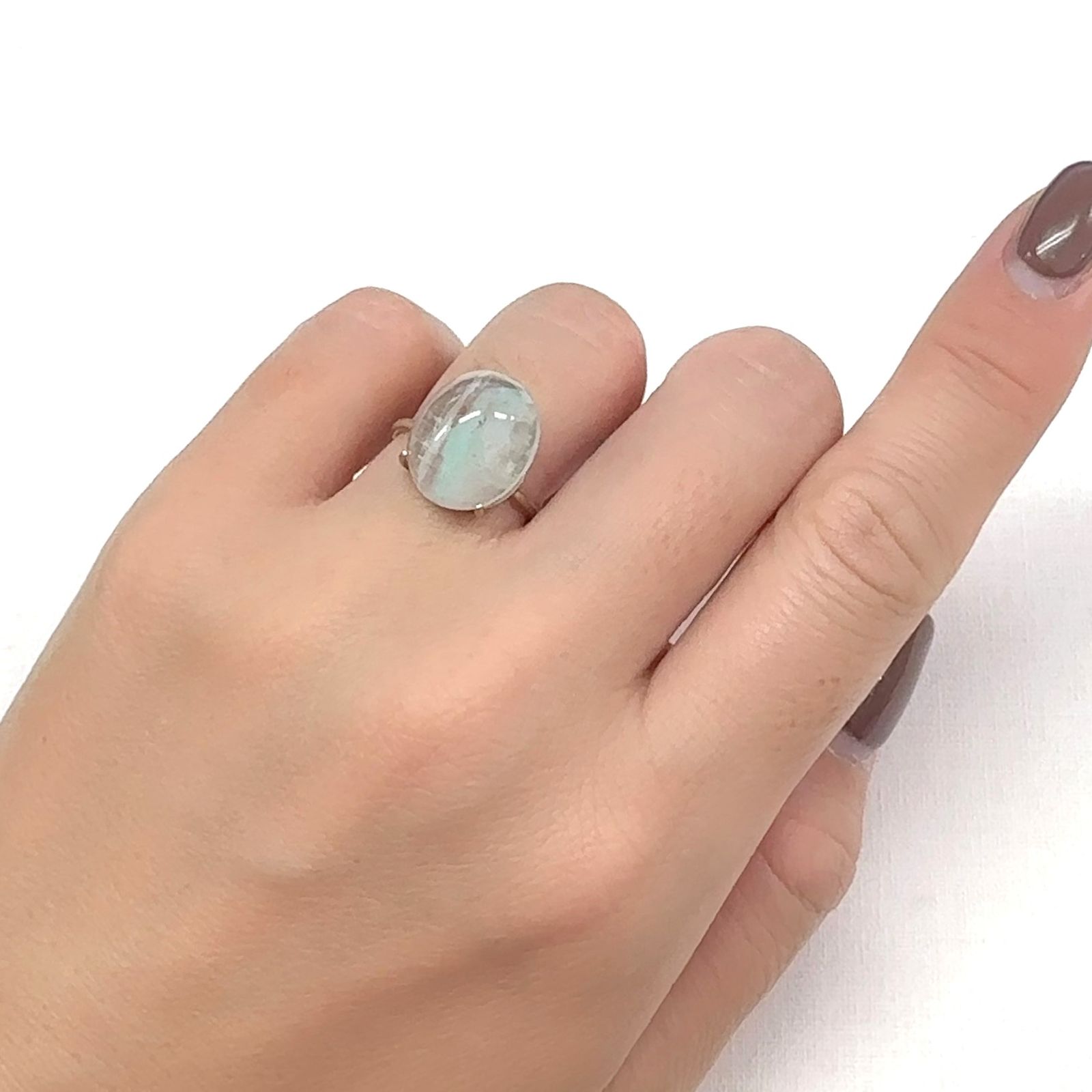 アホイトインクォーツ 南アフリカ・メッシーナ鉱山産 7.99ct [241029308]14.6x11.9mm前後