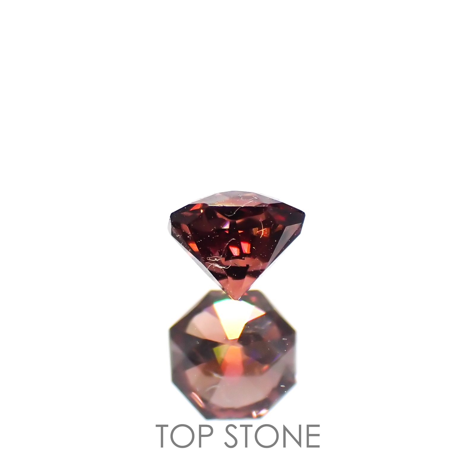 ◇オクタゴンカット◇レッドジルコン(宝石名ジルコン)スリランカ/カンボジア産 0.41ct 識別済[220114930]3.9x3.8mm前後