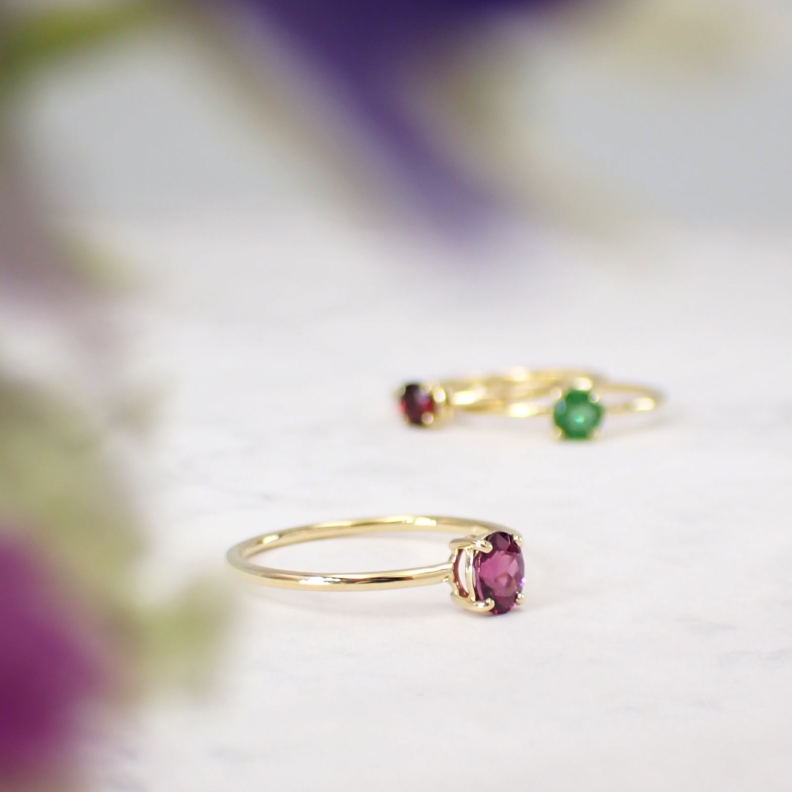 リング空枠：石留め▶グレープガーネット（お客様製作例）