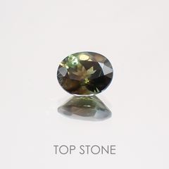 ゴールドシーンサファイア 非加熱(宝石名シーン・サファイア) ケニア産 0.602ct ソ付(彩珠)[20129293]5.6×4.6mm前後