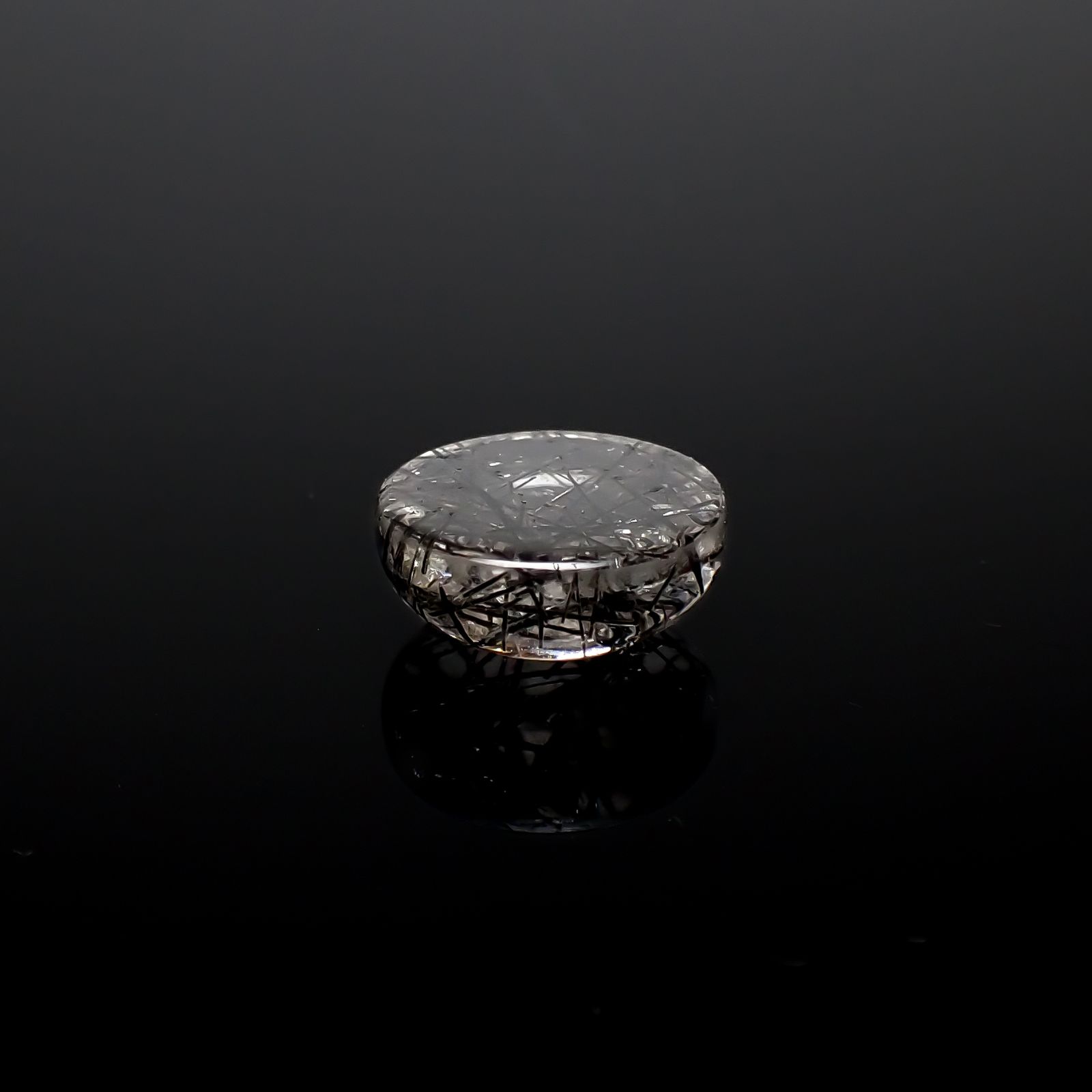 ブラックトルマリンインクォーツ ブラジル産 5.66ct[240427056]11.9x11.9mm前後