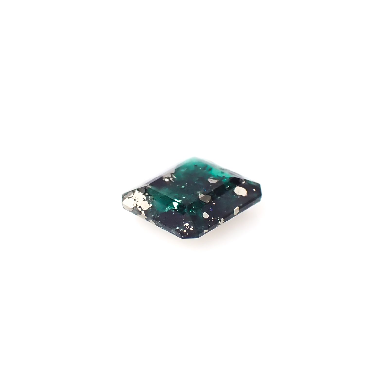 ◇リバーシブル◇パイライトインエメラルド コロンビア産 0.70ct [241229560]6.1x5.5mm前後