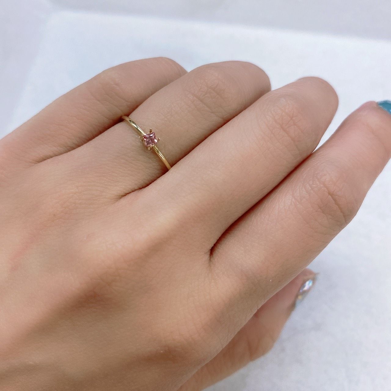 ◇プリンセスカット◇パパラチャサファイア ソーティング付き スリランカ産 ルース 0.111ct[210812605]2.5×2.4mm前後