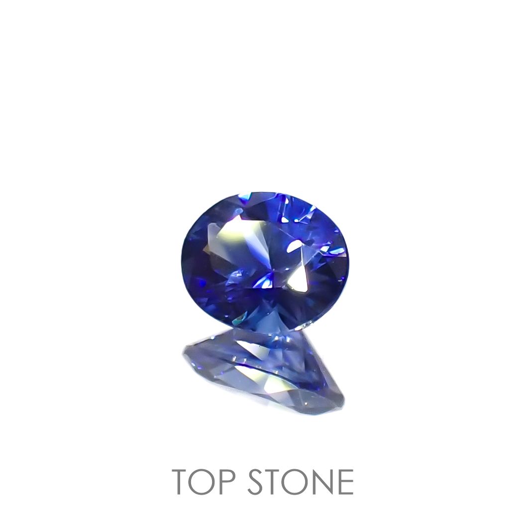 バイカラーサファイア(宝石名サファイア)スリランカ/マダガスカル産 0.54ct 識別済[220817432]5.6x4.5mm前後