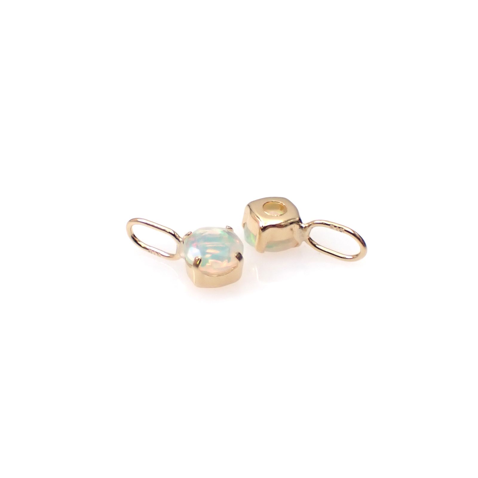 ◇K18 Petitデザイン限定品◇一粒石ジュエリー | エチオピアオパール 4.0mm [チャーム/ペンダントトップ※チェーン別売り]