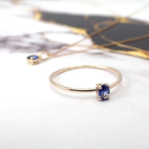 リング空枠：石留め▶サファイア（お客様製作例）