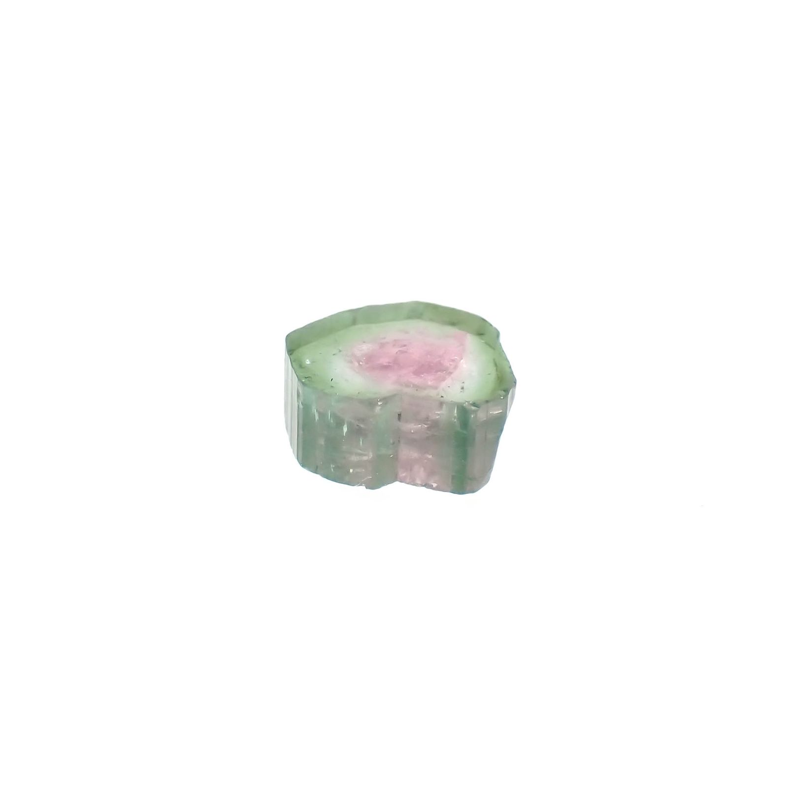 ウォーターメロントルマリン 原石スライス コンゴ民主共和国産 1.55ct[230321305]7.5x7.2mm前後