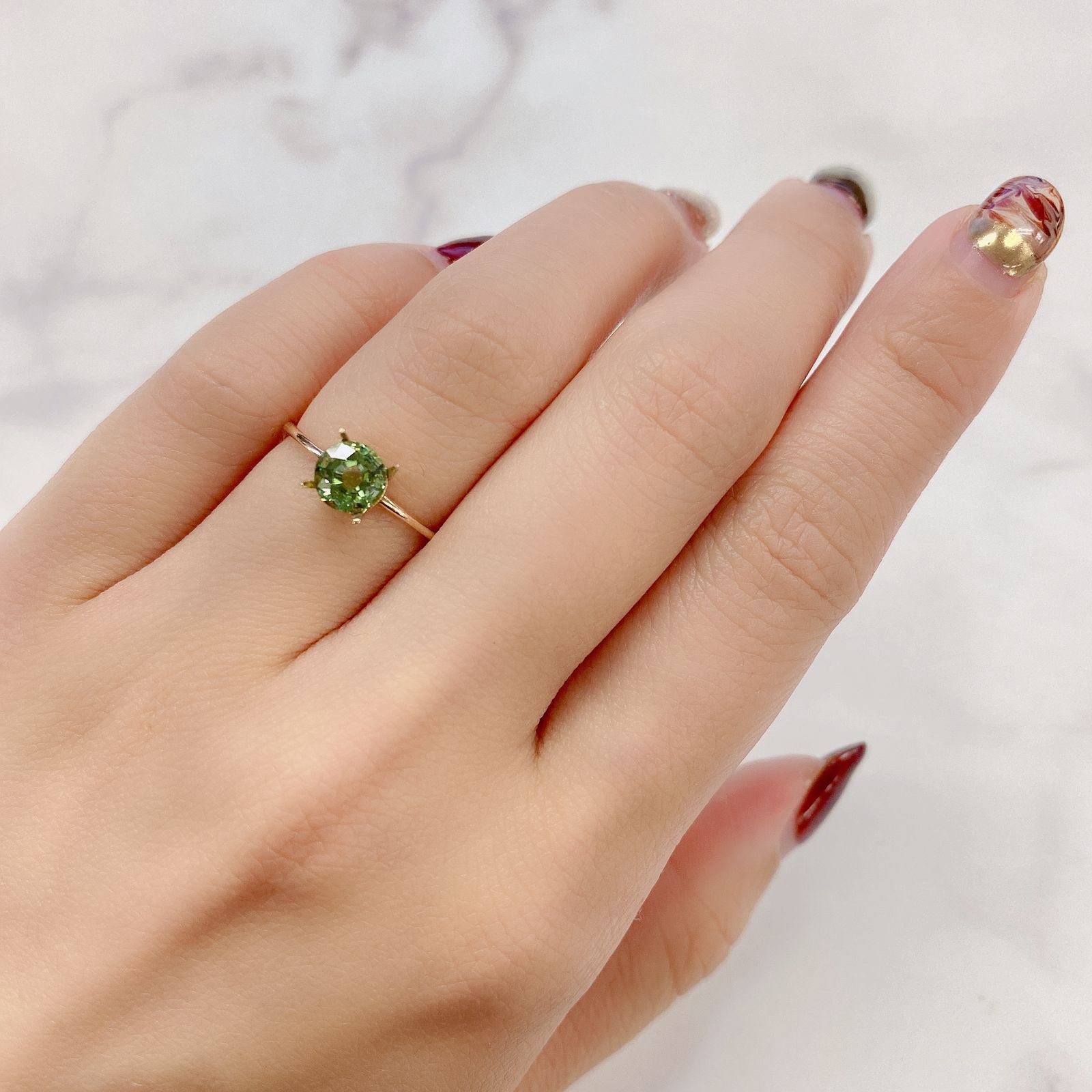 ミントトルマリン(宝石名グリーン・トルマリン) アフガニスタン産 0.80ct 識別済[211013612]5.8×5.8mm前後
