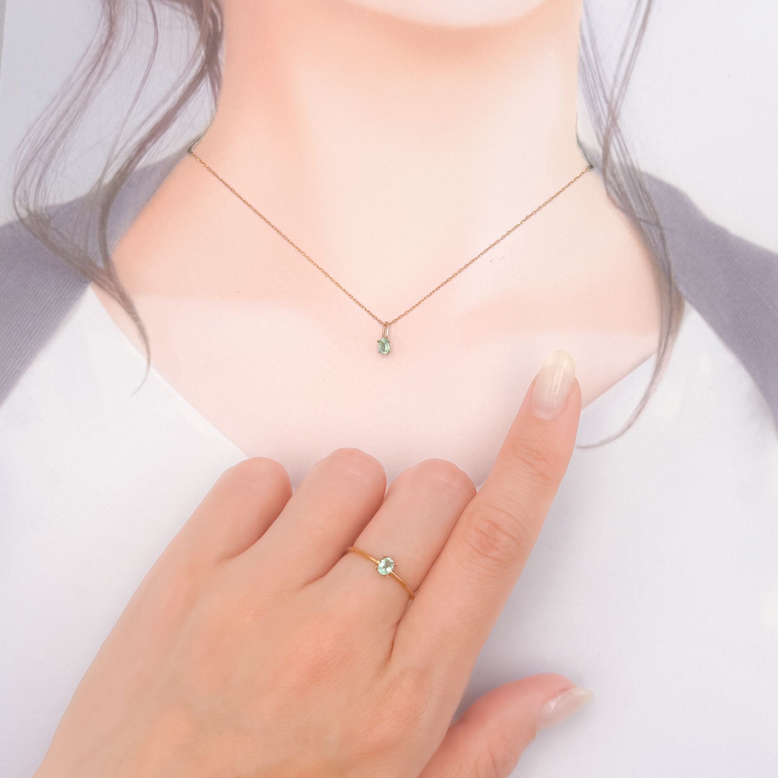 ◇ペアセット◇パステルカラーエメラルド ザンビア産 0.32ct(2pcs合計) [250430237]3.9x3mm前後