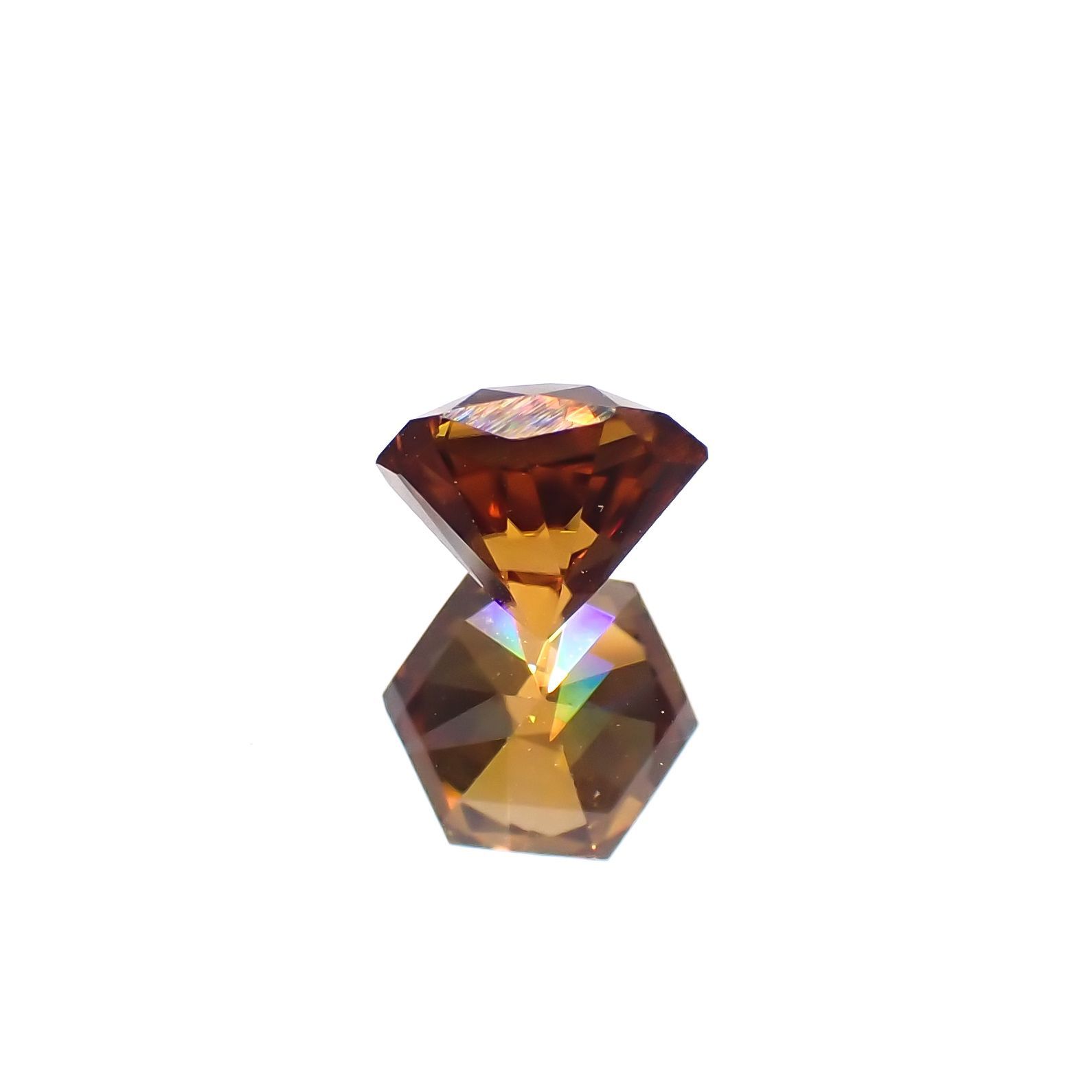 ◇ヘキサゴンカット◇オレンジジルコン(宝石名ジルコン)スリランカ/カンボジア産 0.91ct 識別済[230220701]4.8x4.8mm前後