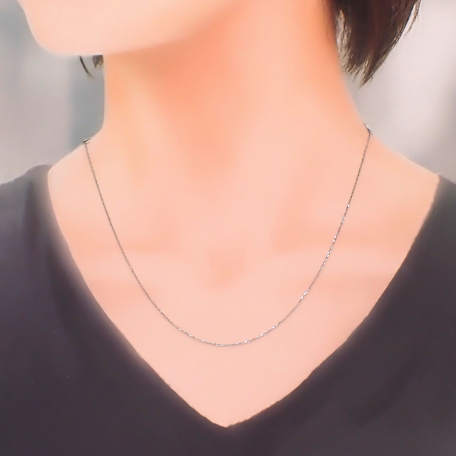 K18WGチェーン あずき[320]0.20mm / 長さ：40cm