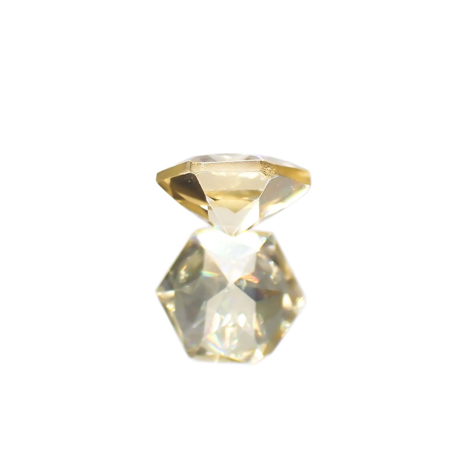 ◇ヘキサゴンカット◇イエロージルコン(宝石名ジルコン) カンボジア産 0.76ct 識別済[210410477]5×5mm前後