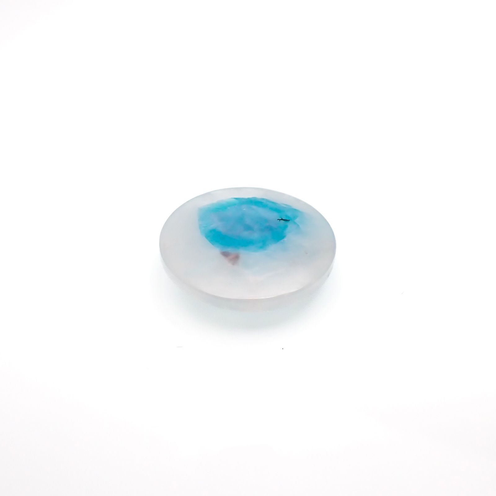 パライバトルマリンインクォーツ(宝石名トルマリンインクォーツ/別名パライバ・トルマリン)ブラジル産 6.110ct ソ付(宝貴協)[221018823]14.3x14.3mm前後