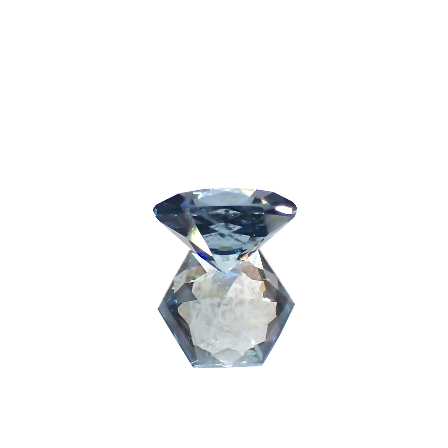 ◇ヘキサゴンカット◇アベンチュリンアクアマリン ブラジル・ミナスジェライス州産 0.48ct[240226008]4.9x4.9mm前後
