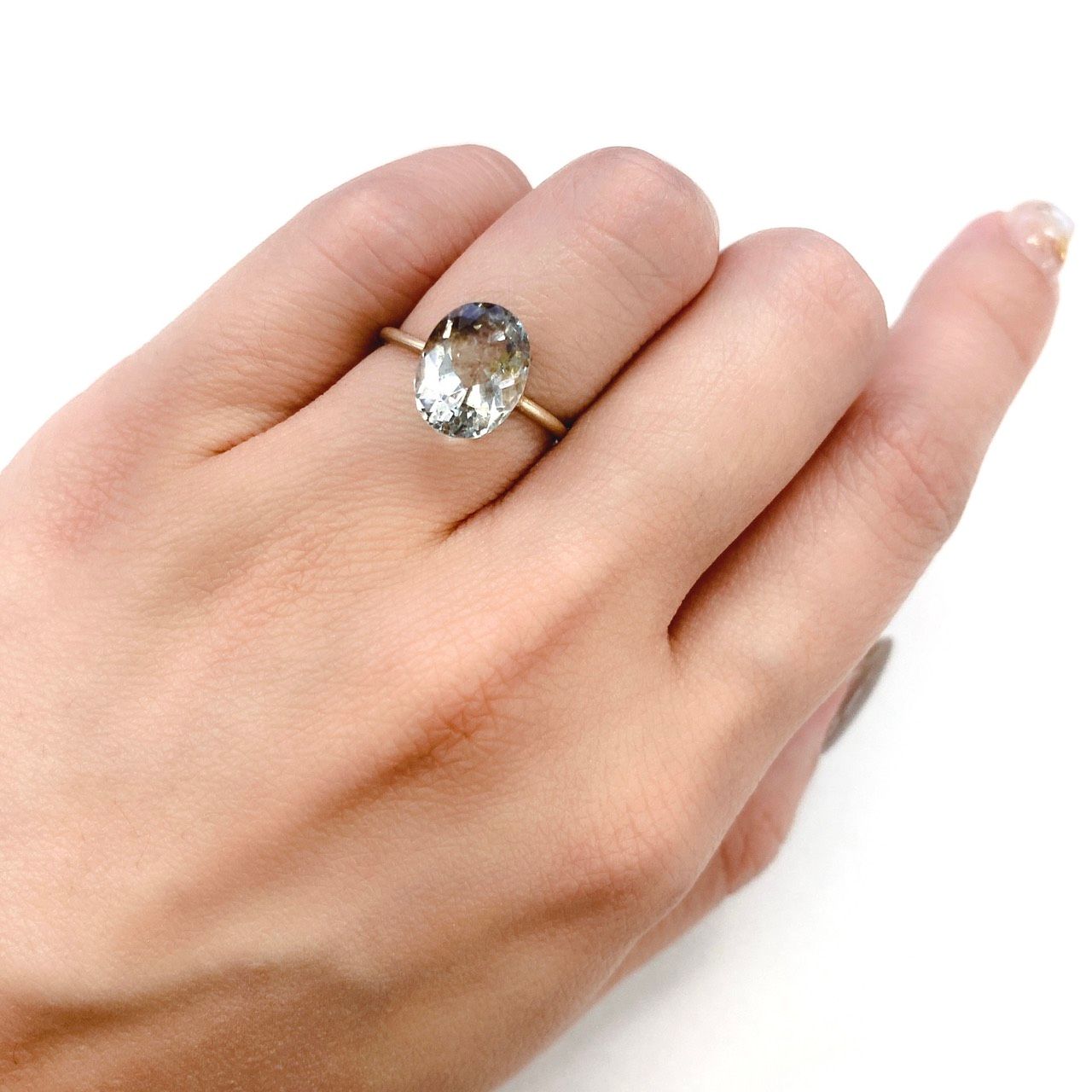 アベンチュリンアクアマリン(宝石名アクアマリン) ナイジェリア産 3.06ct 識別済[210712967]10.8×8.1mm前後