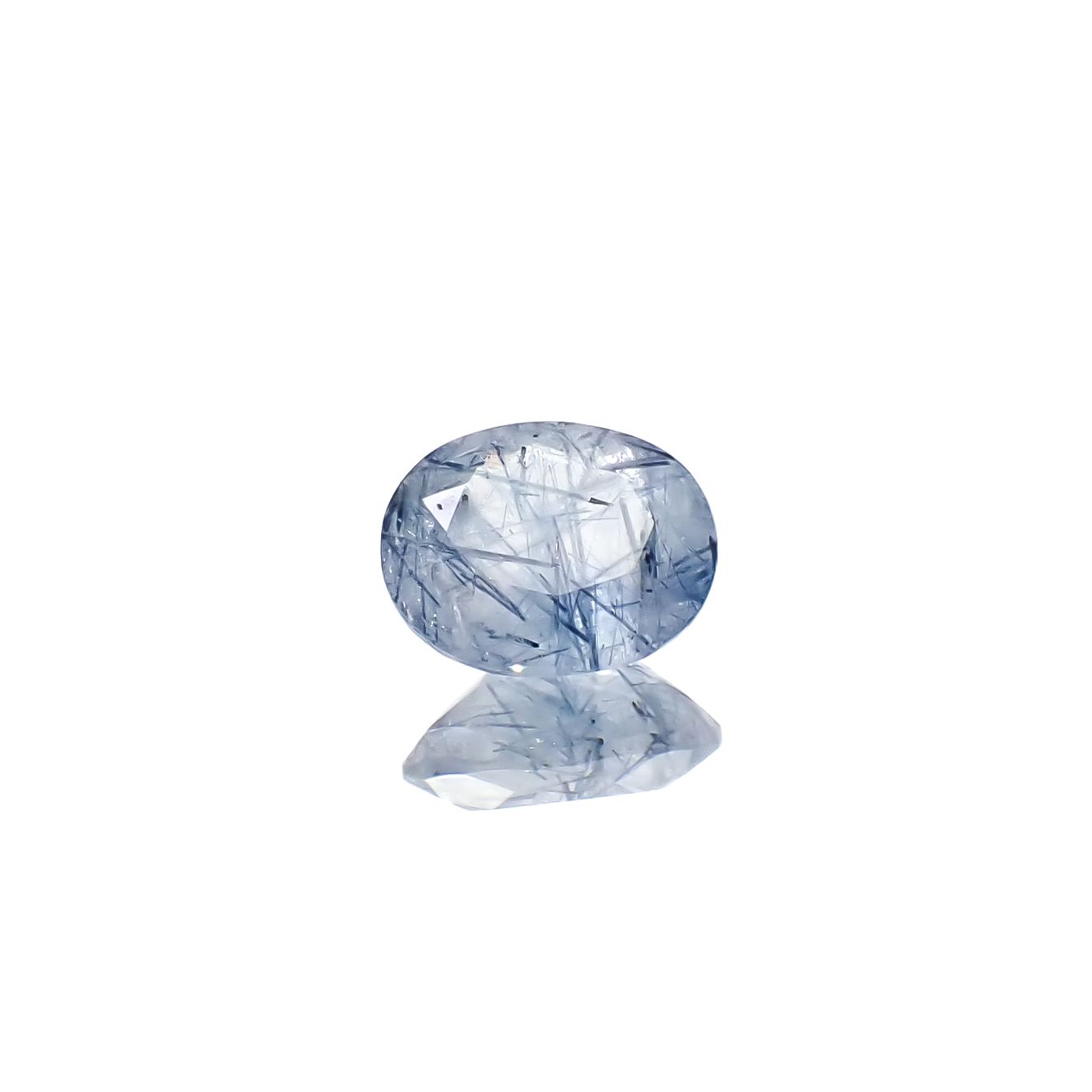 インディゴライトインクォーツ ブラジル産 1.62ct [241229602]8.9x7.1mm前後