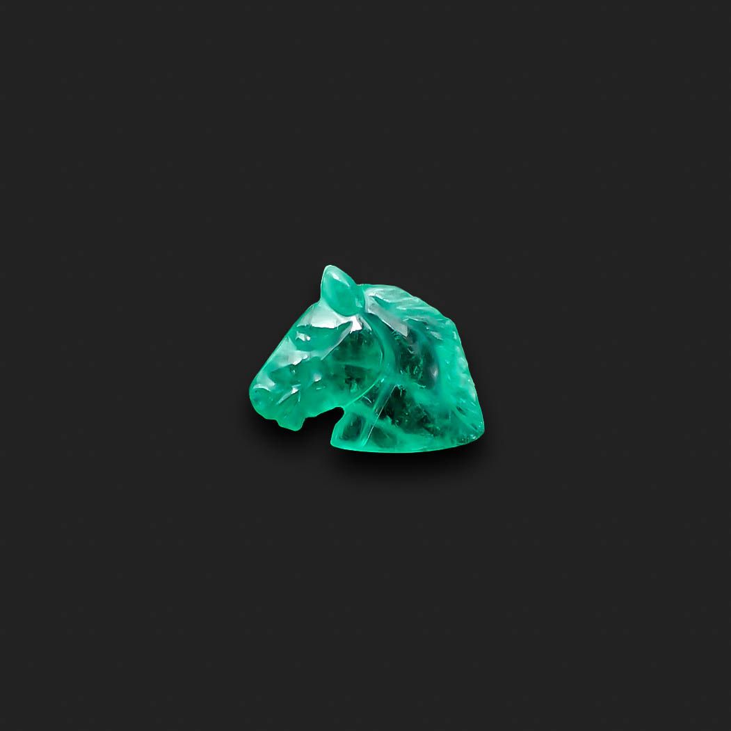 ◇カスタムカット・馬彫刻◇エメラルド コロンビア産 2.60ct[230421700]9.9x12.2mm前後