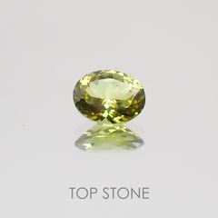 ライムサファイア非加熱(宝石名サファイア) タンザニア産 0.37ct 識別済[21018920]4.8×3.8mm前後