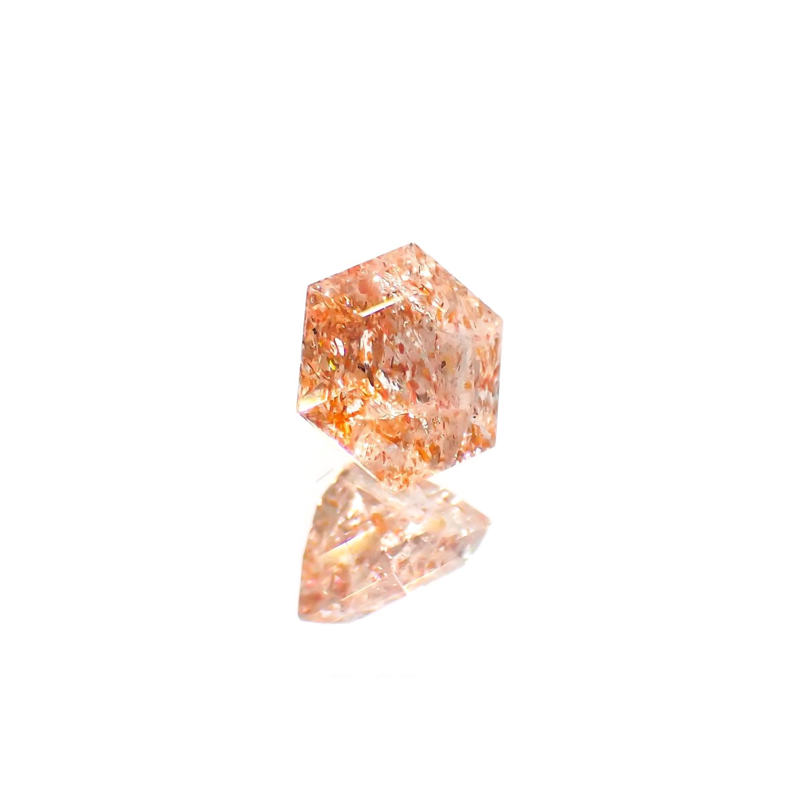 ◇ヘキサゴンカット◇イリュージョンサンストーン インド産 0.58ct / 5.1x5mm前後 [260215487]