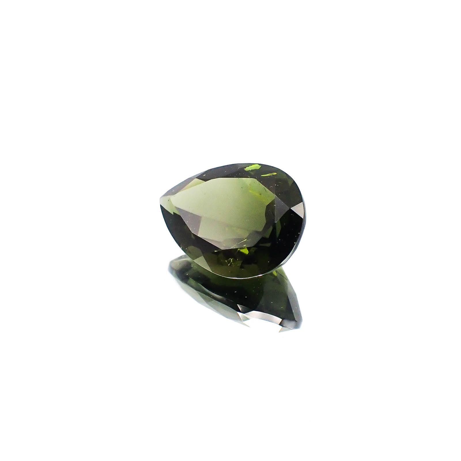 <ランダムセレクト1個販売> モルダバイト(宝石名モルダバイト) ペアシェイプカット 発見地：旧チェコスロバキア 8.70ct前後 識別済[20073977]18×13mm前後